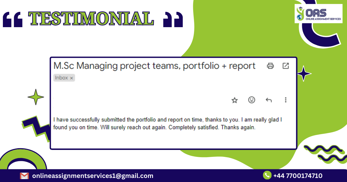 Student's testimonial regarding our services.