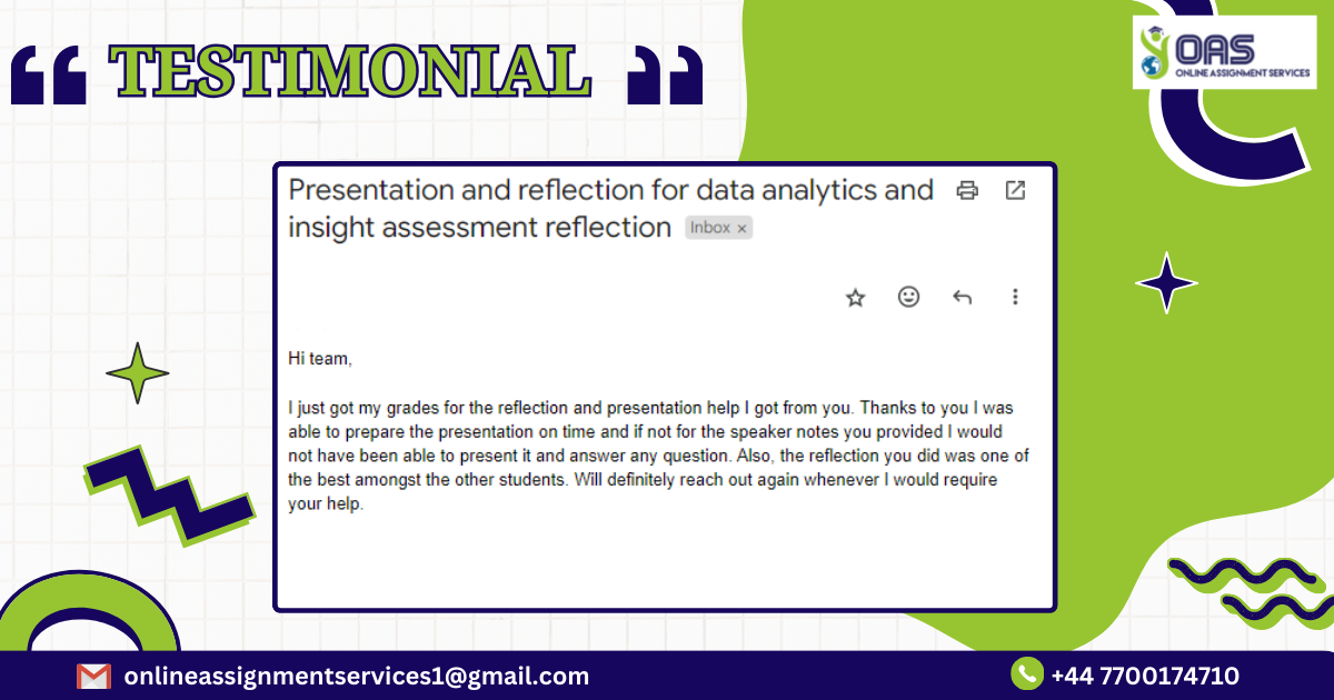 Student's testimonial regarding our services.