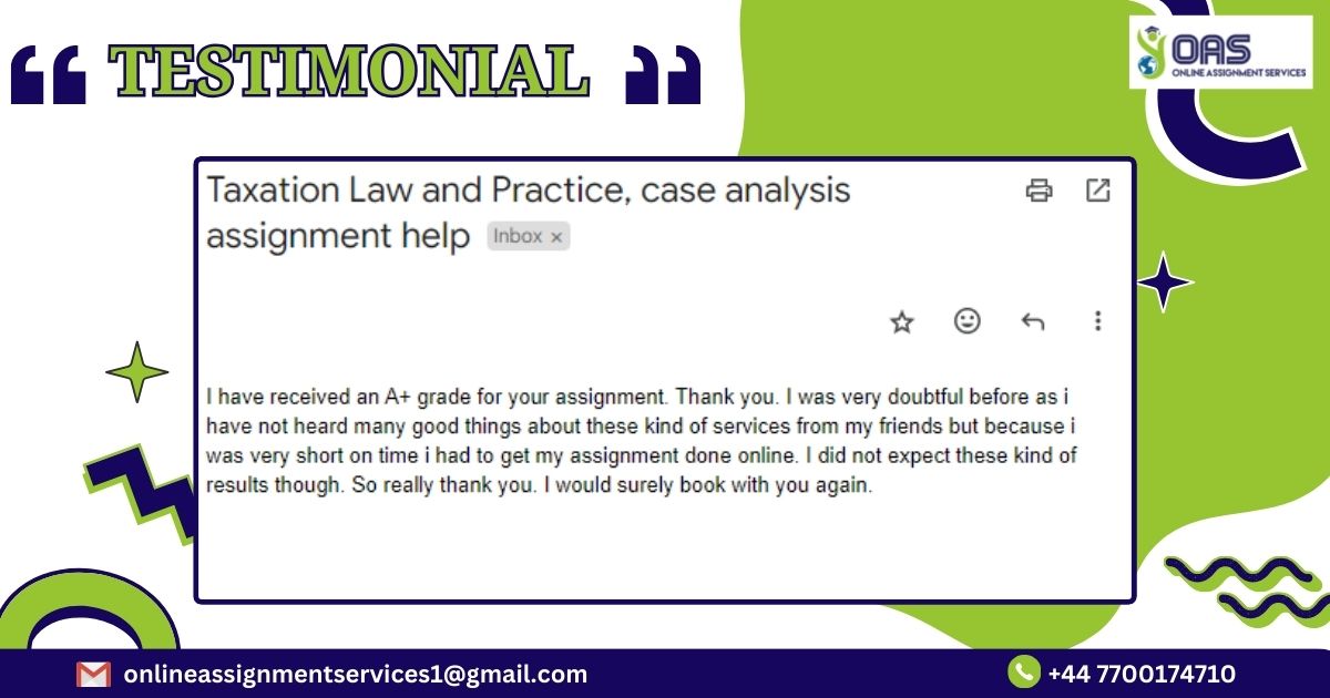 Student's testimonial regarding our services.