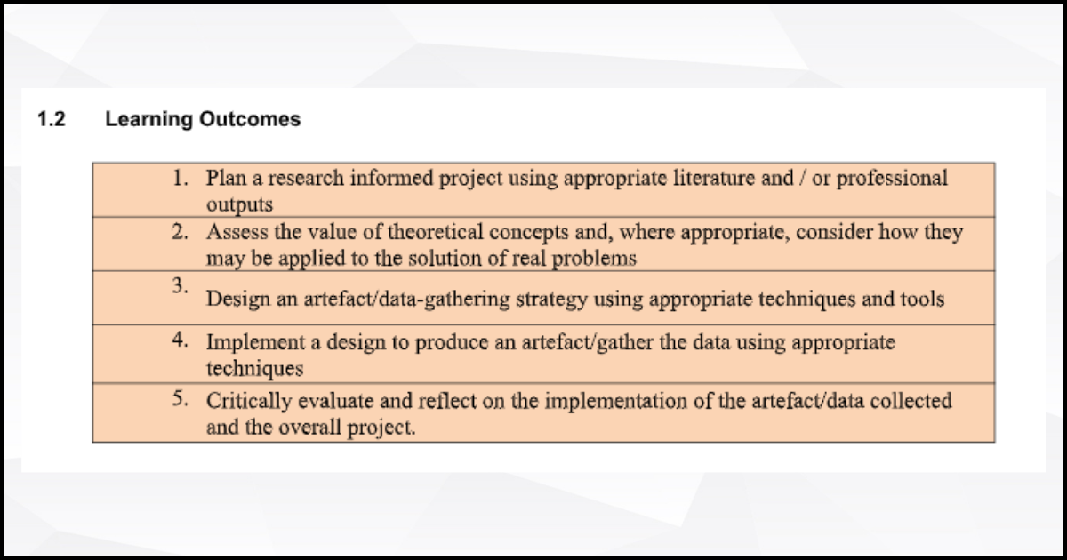 PG Major Project/ Dissertation Assignment Criteria