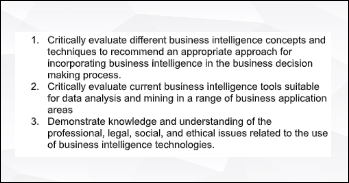 CST3340 Business Intelligence Individual Report