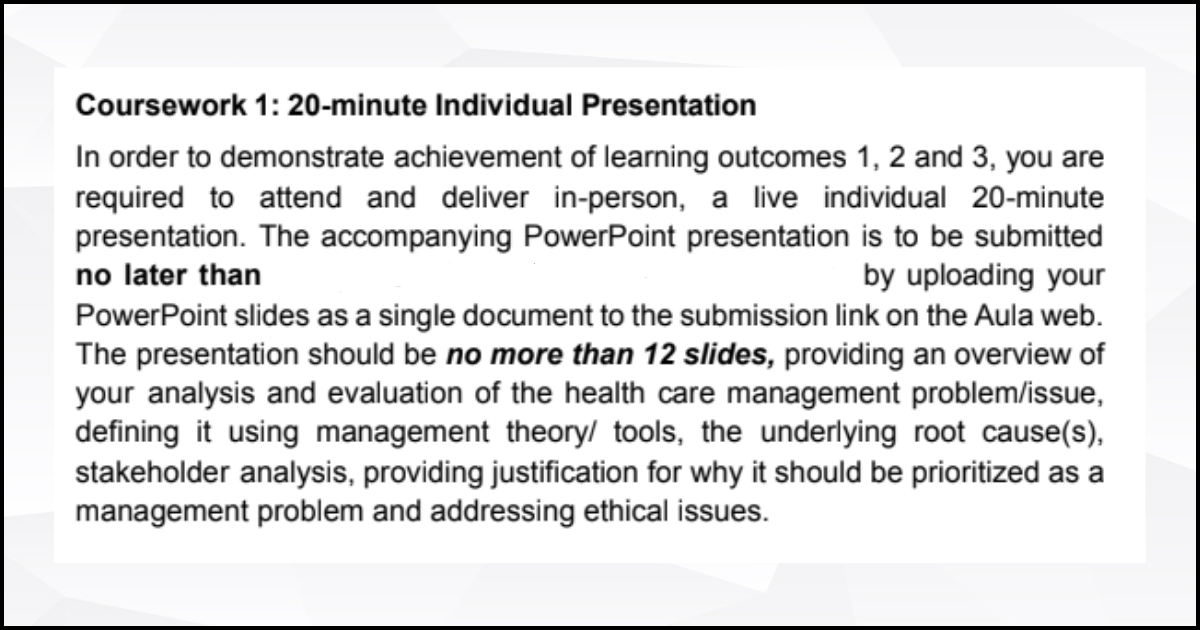 Coursework 1 Assignment Criteria