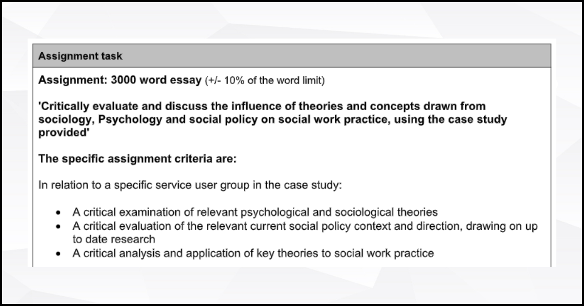 Assignment Criteria 1