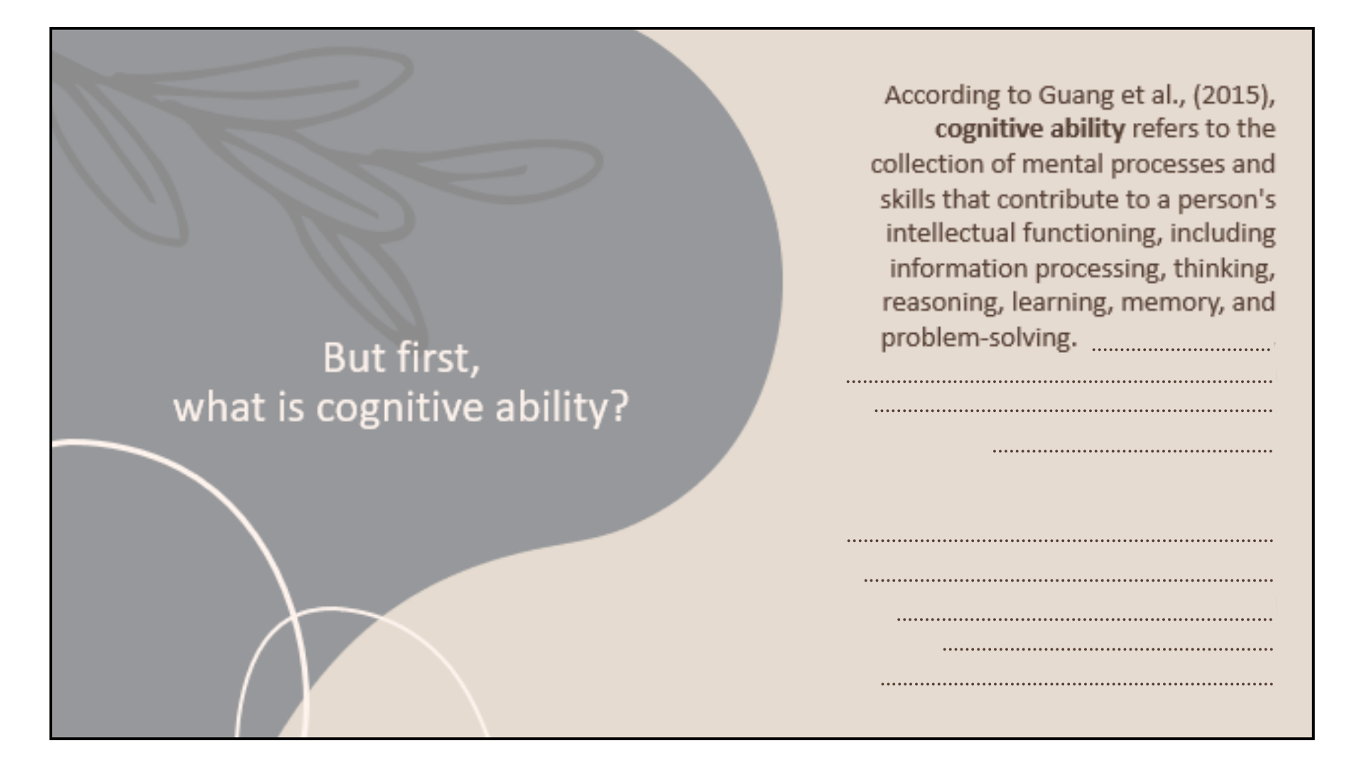 Defining what is cognitive ability.