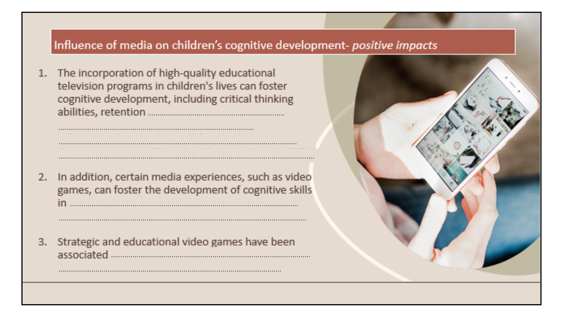 influence of media on children's cognitive development - positive impacts.