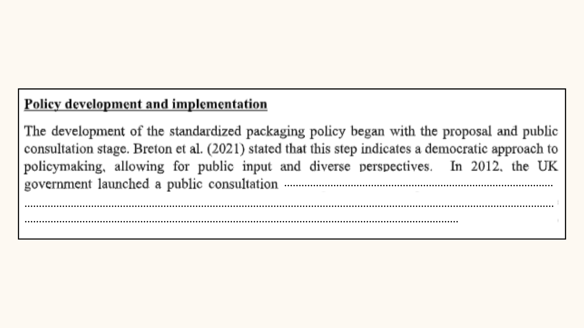 Policy development and implementation of the health policy assignment solution.