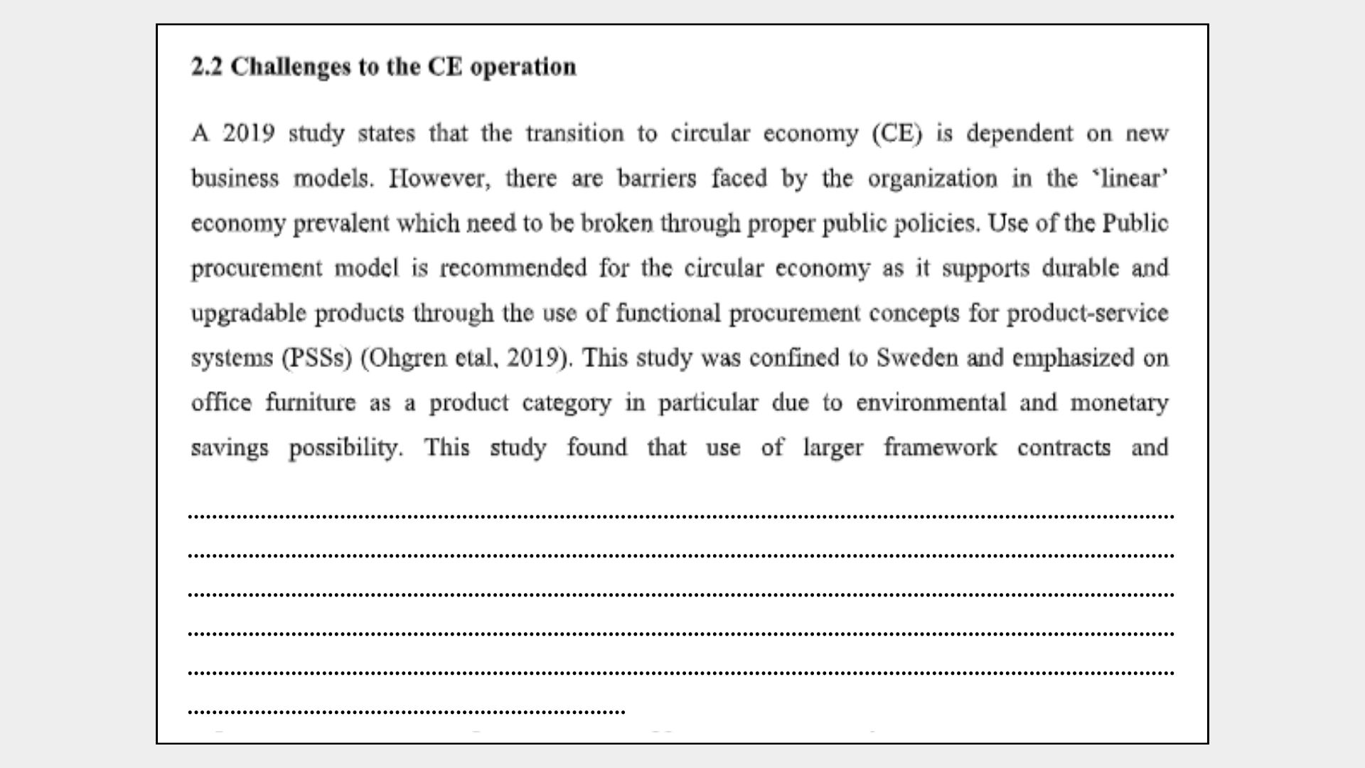 Challenges to the CE operation