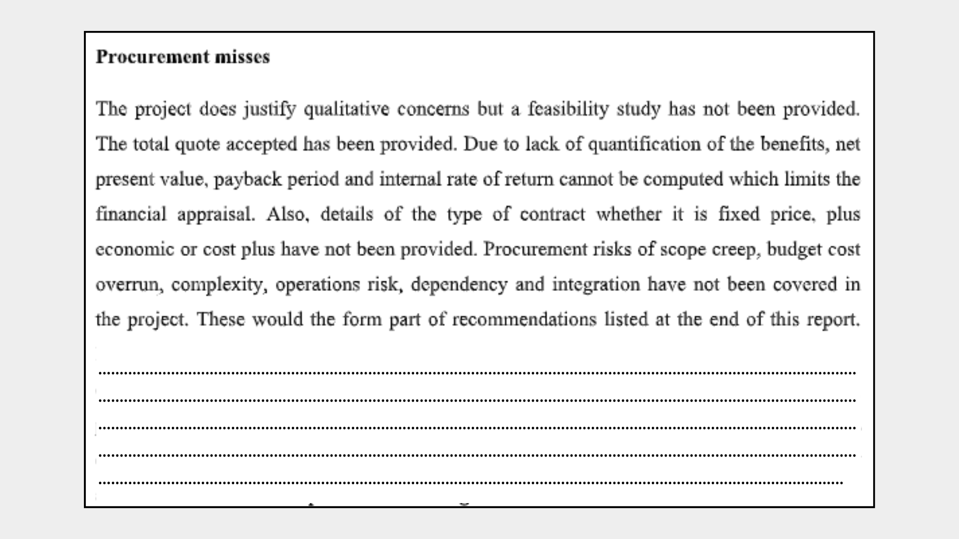 Procurement management concepts and principles adhered and missed 2