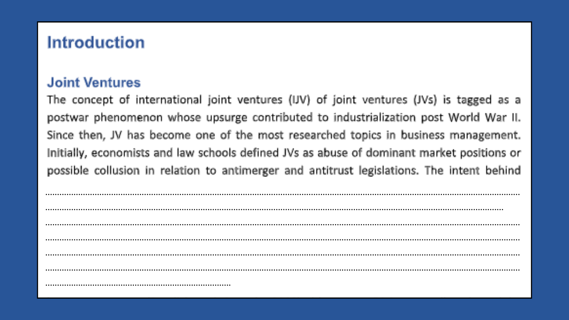 Joint Ventures