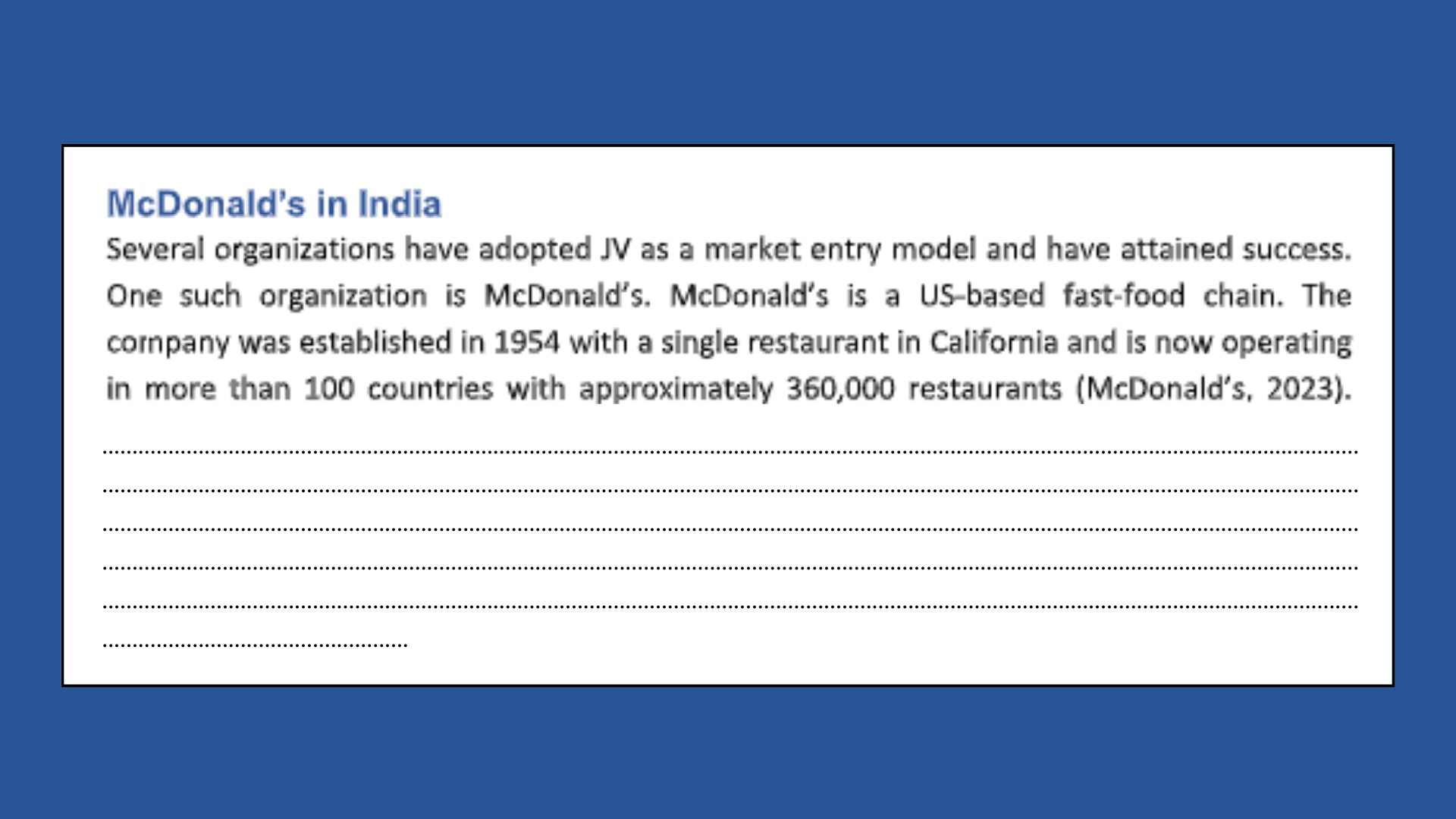 McDonald’s In India