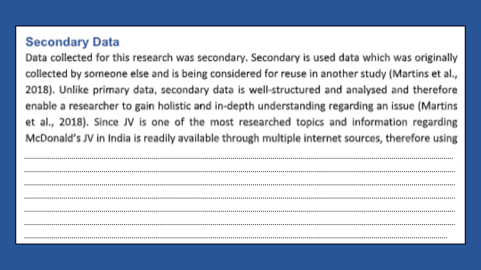 Secondary Data