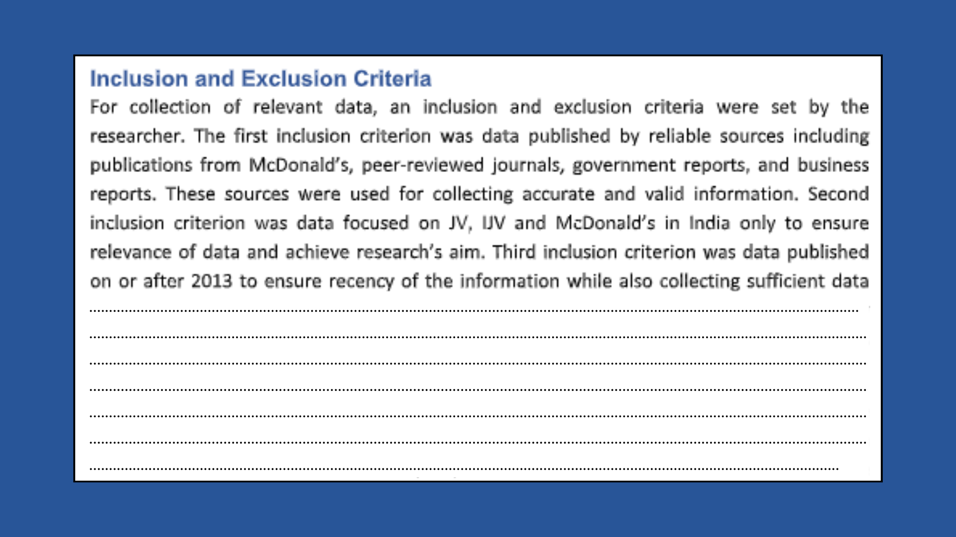 Inclusion And Exclusion Criteria