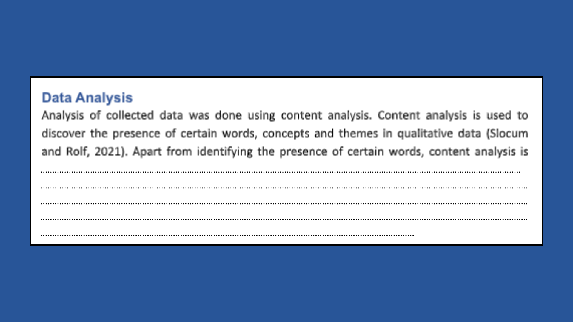 Data Analysis