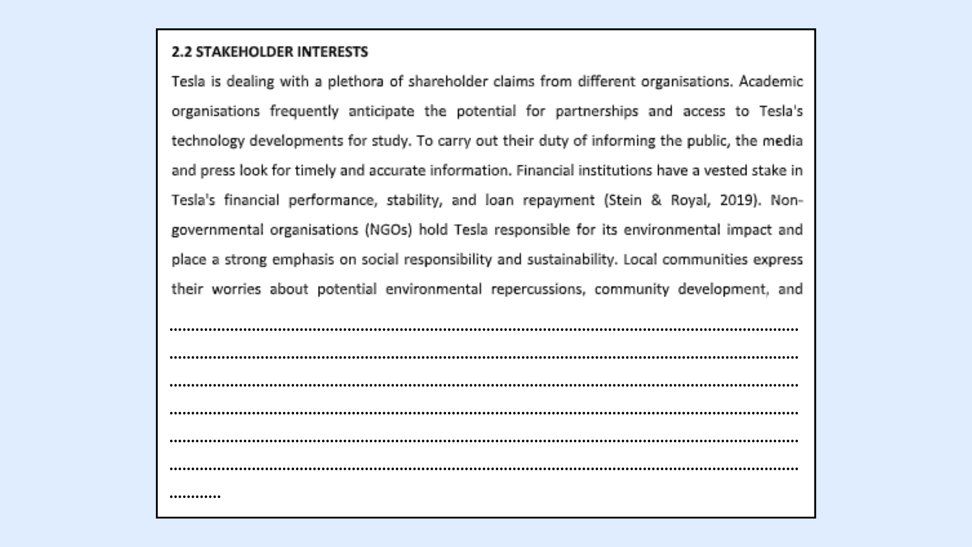 Stakeholder interests 1