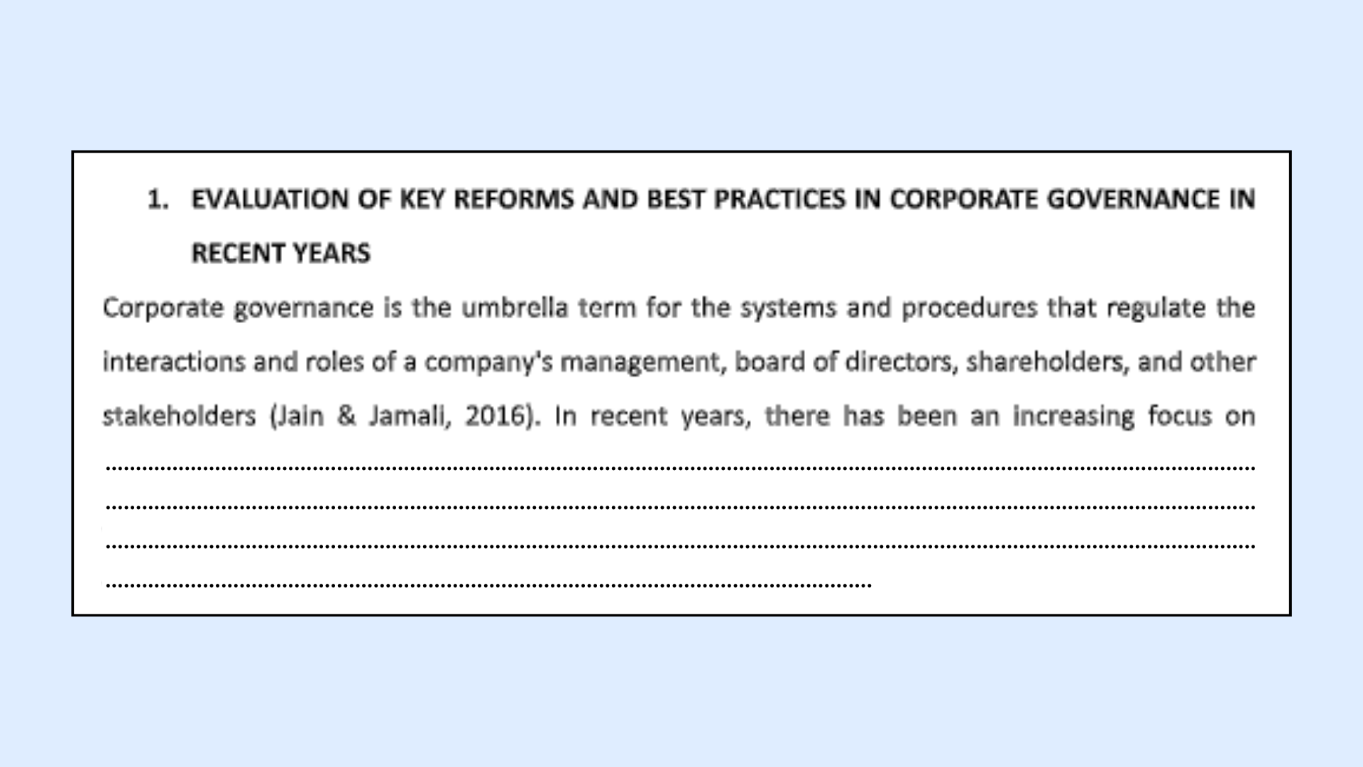 Evaluation Of Key Reforms And Best Practices In Corporate Governance In Recent Years