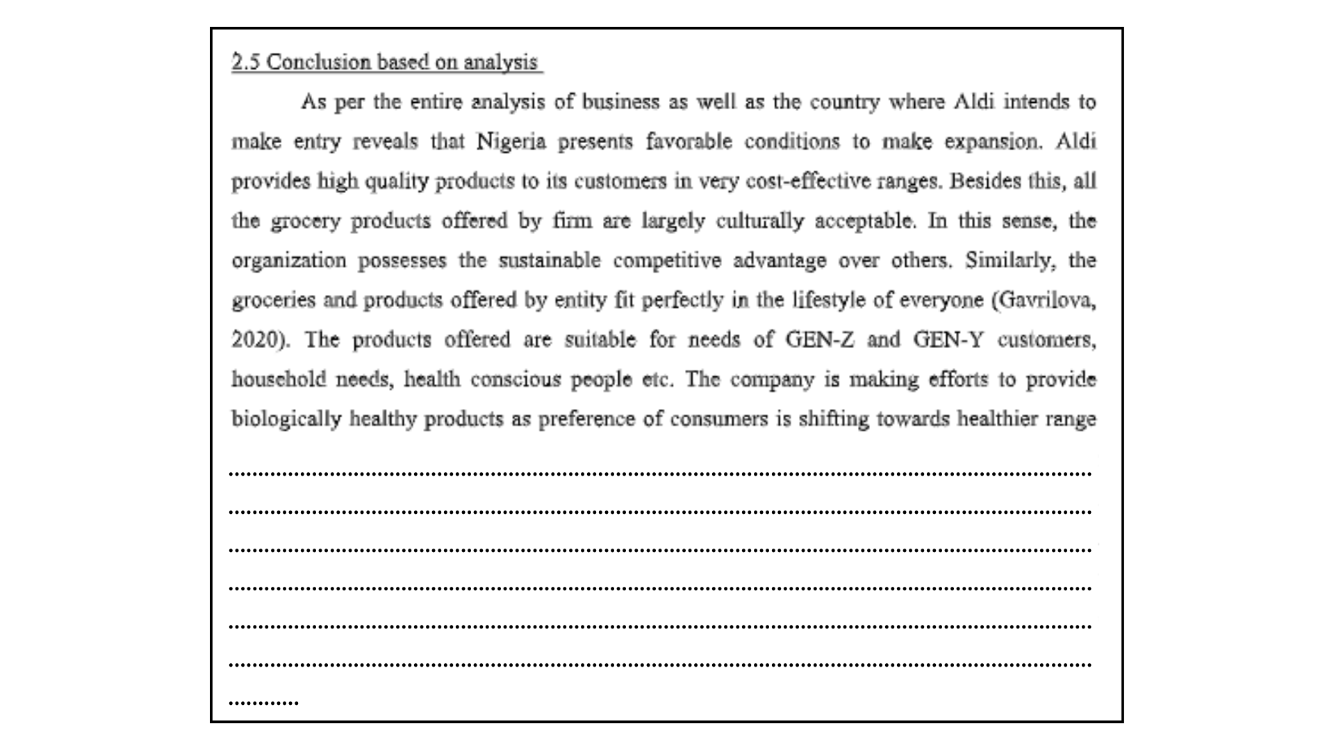 Conclusion based on analysis