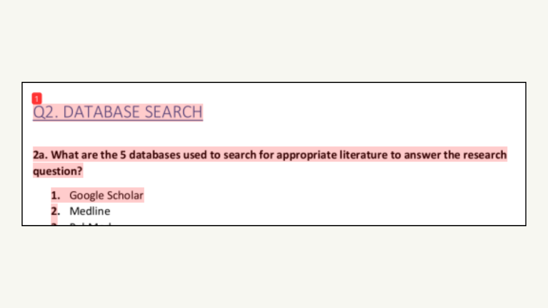 Q2. Database Search 1