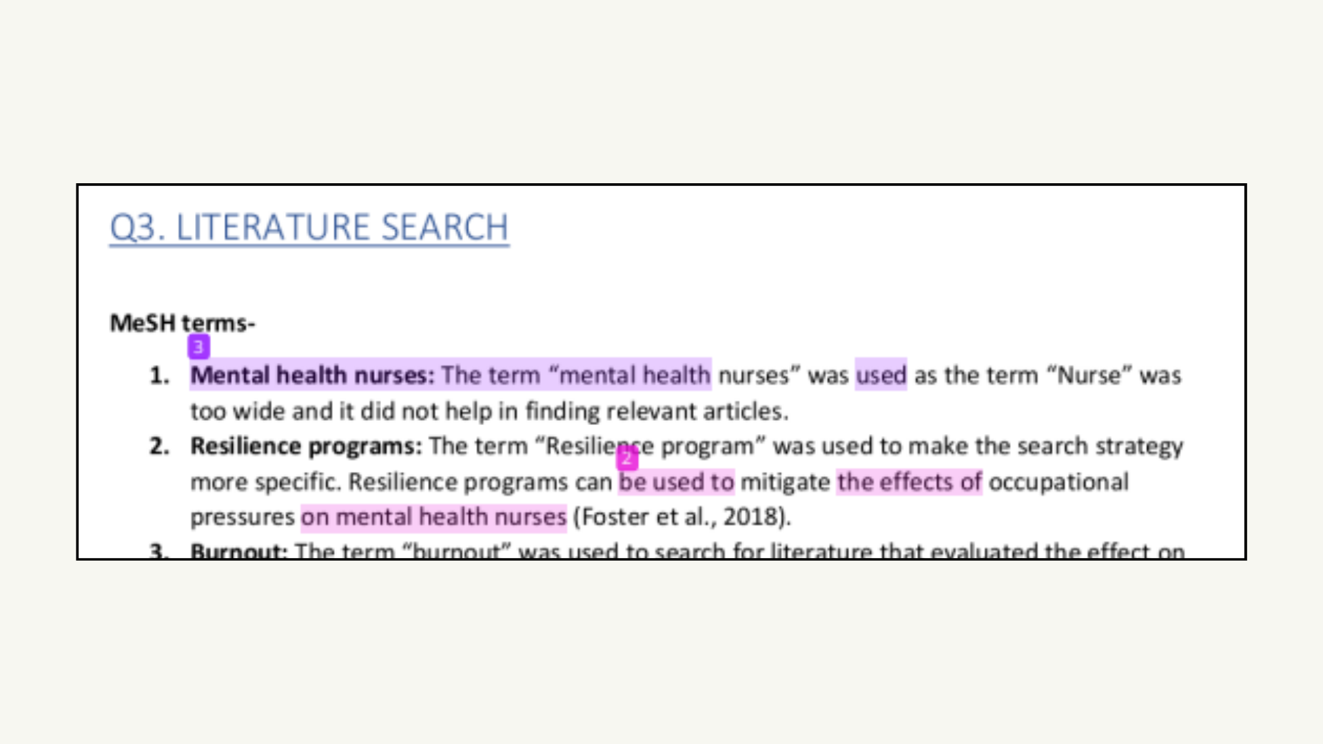 Q3. Literature Search