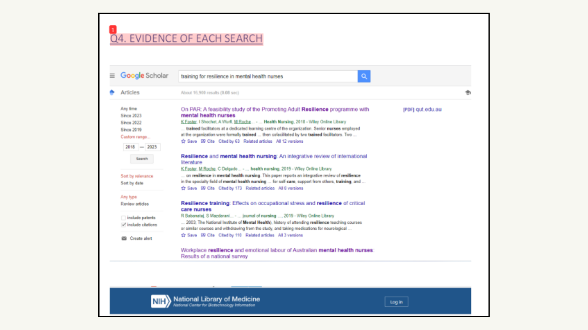 Q4. Evidence Of Each Search