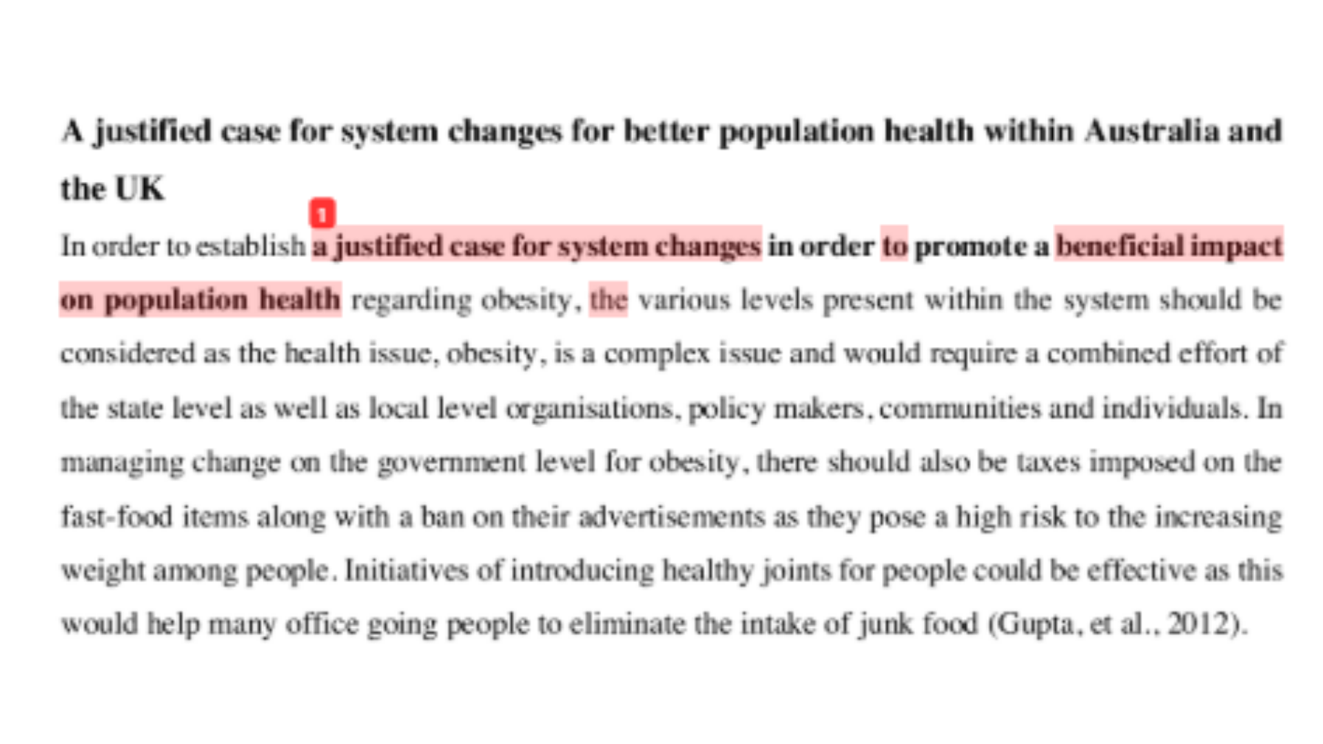 HSM137 A justified case for system changes for better population health within Australia and the UK