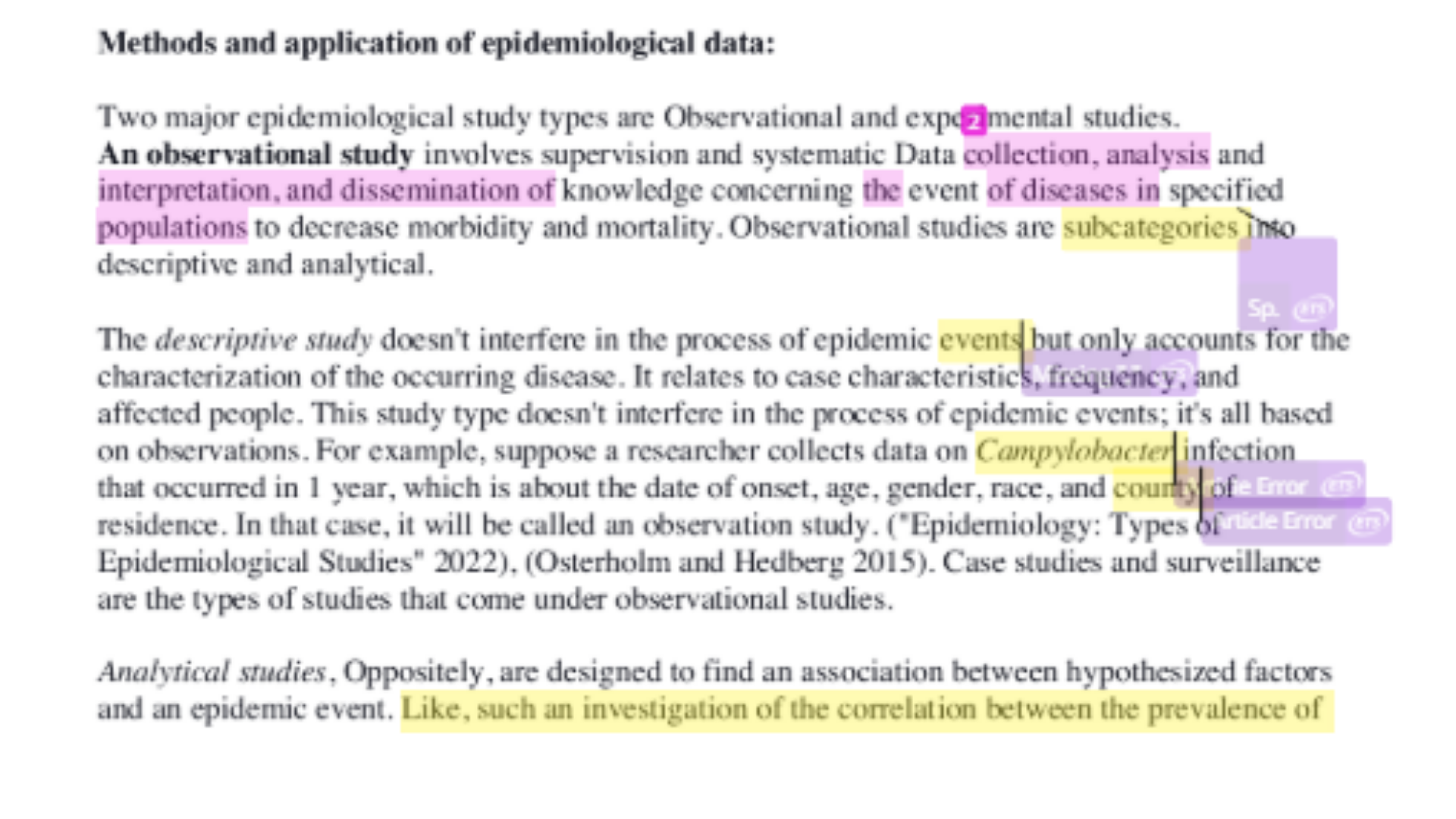 HSM199 Methods and application of epidemiological data