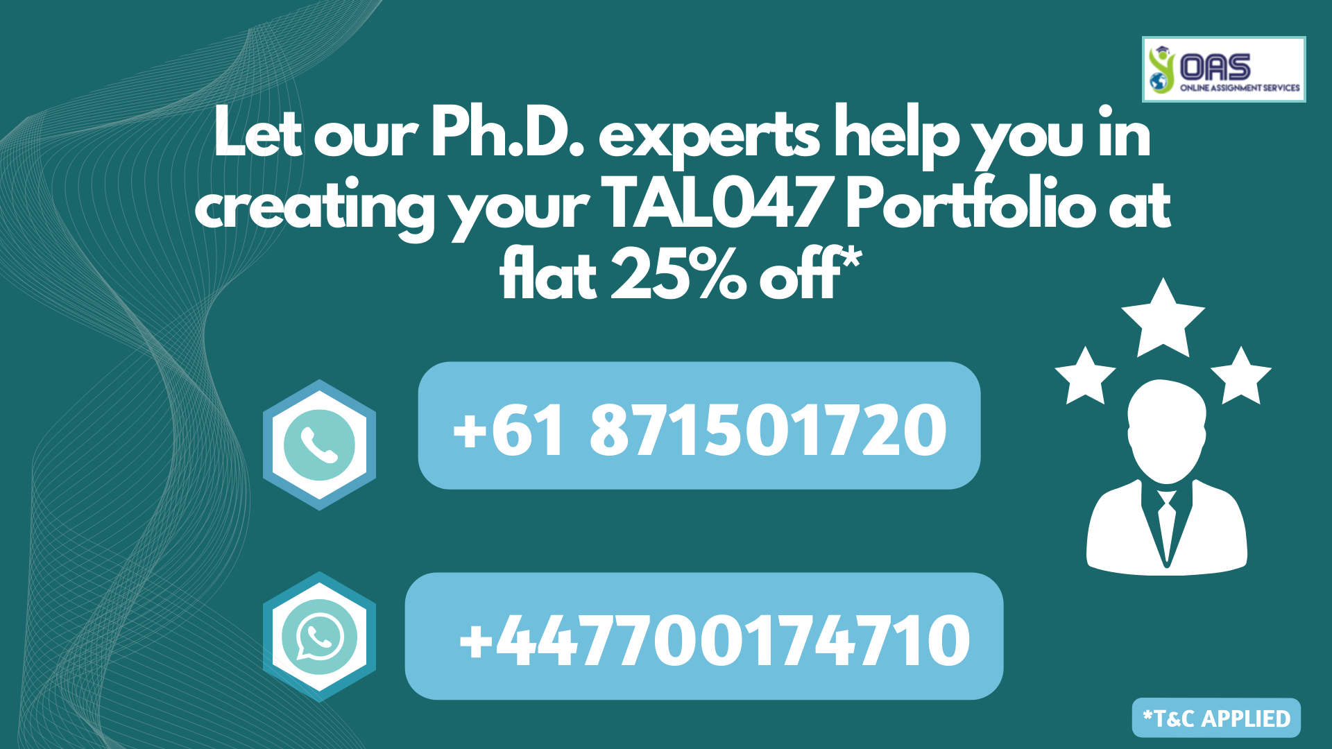 Let our Ph.D. experts help you in creating your TAL047 Portfolio at flat 25 percent off