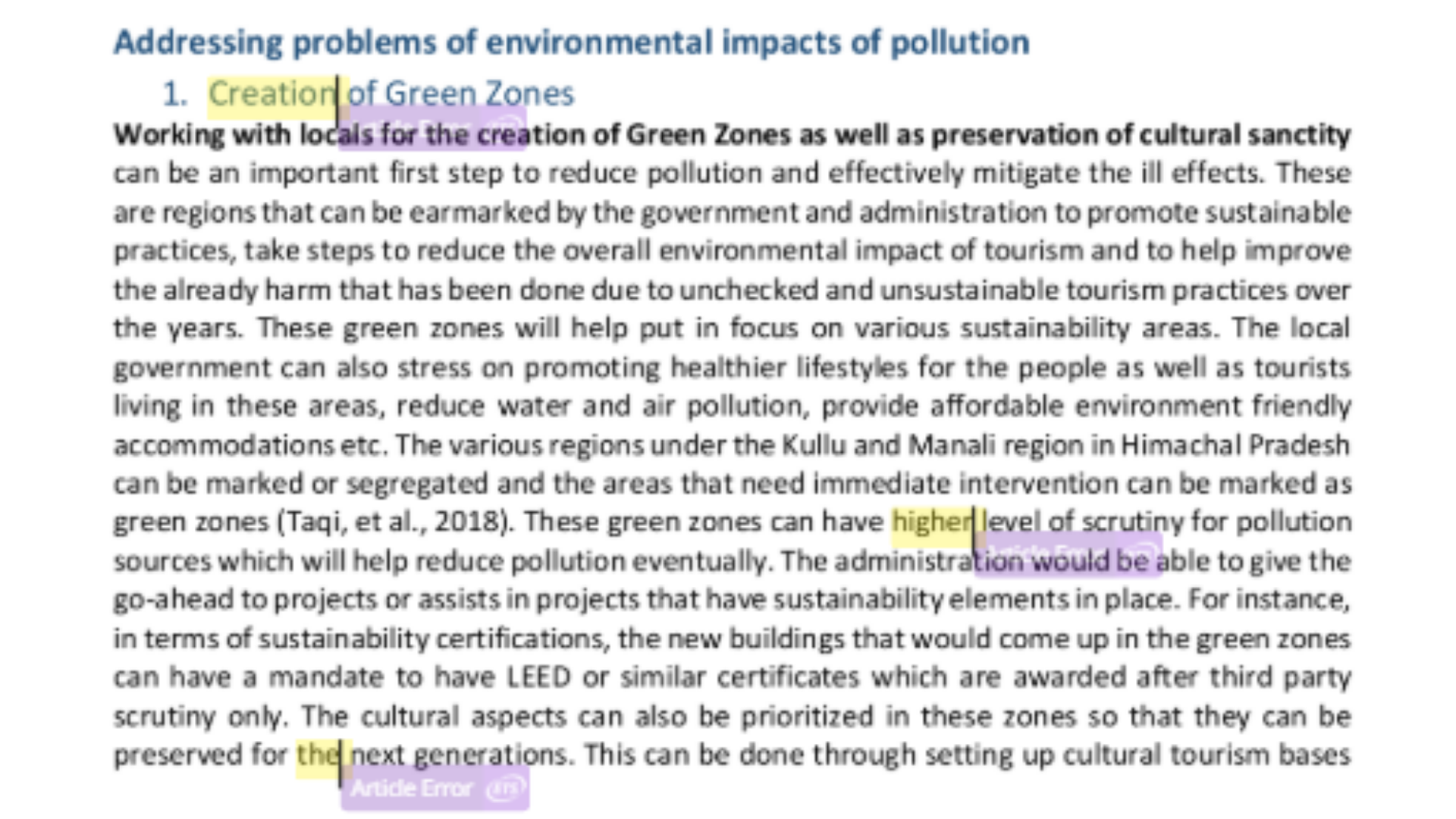 TAL047 Addressing problems of environmental impacts of pollution