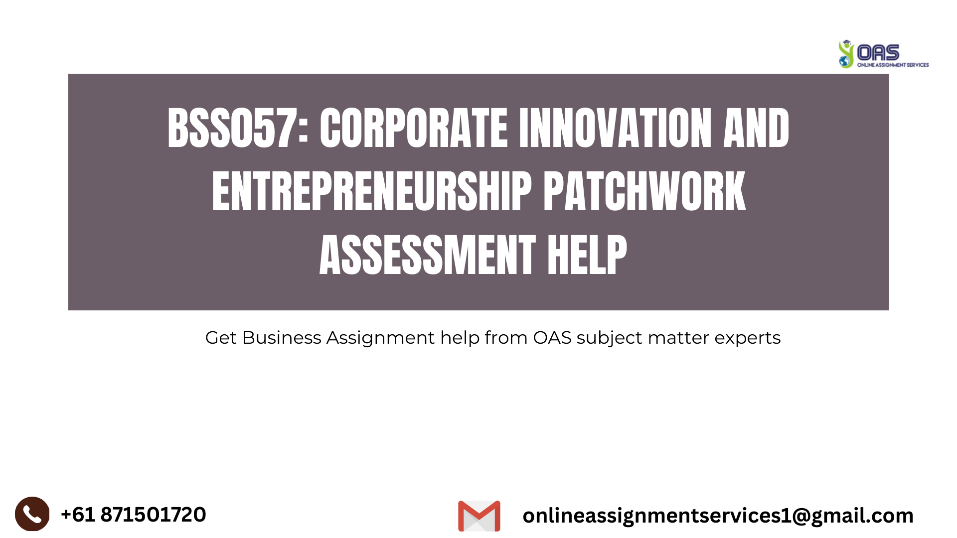 BSS057 Corporate Innovation and Entrepreneurship Patchwork Assessment Help