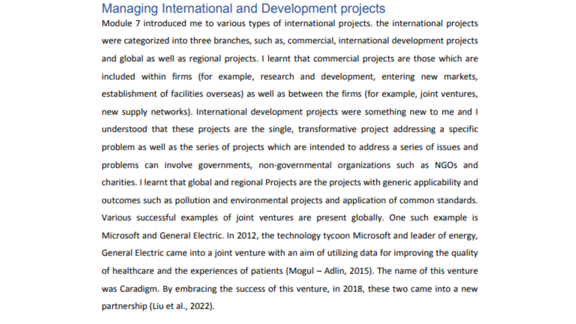 BU7764 Managing International and Development Projects