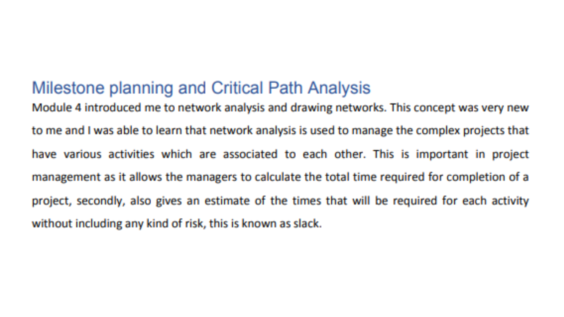 BU7764 Milestone Planning and Critical Path Analysis