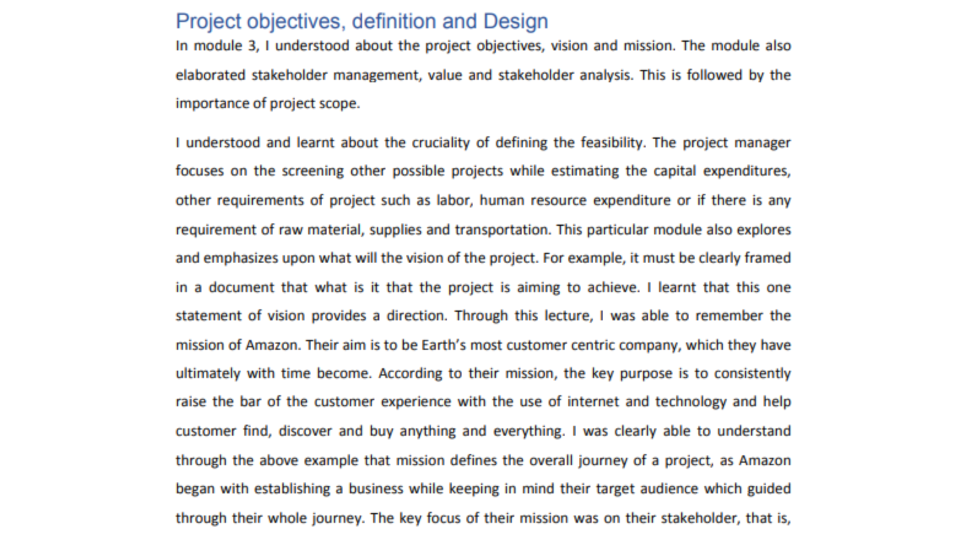 BU7764 Project Objectives, Definition and Design