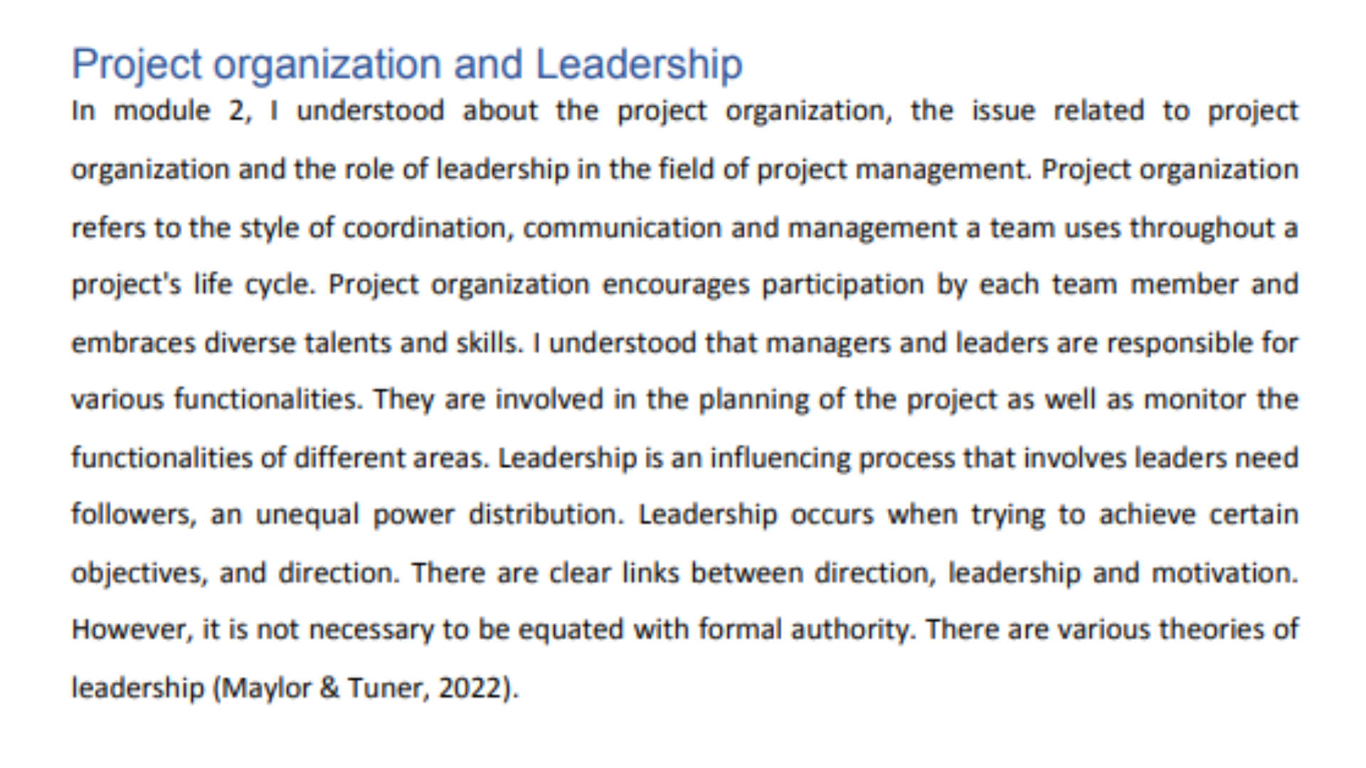 BU7764 Project Organisation and Leadership