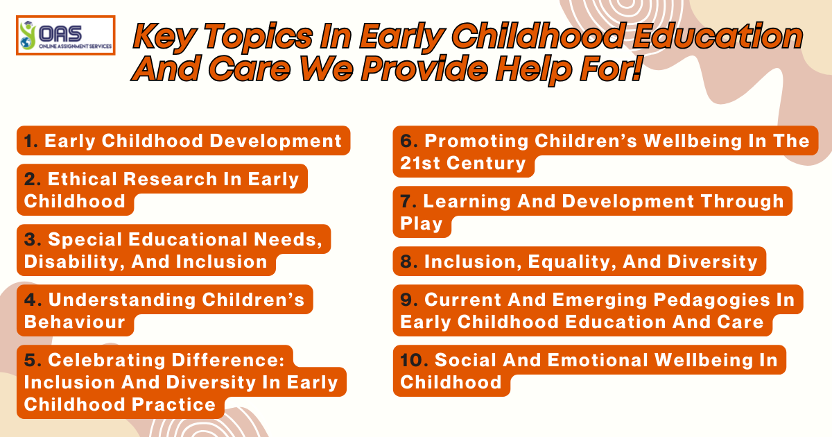 Key topics in Early Childhood Education and Care we provide assignment help for.