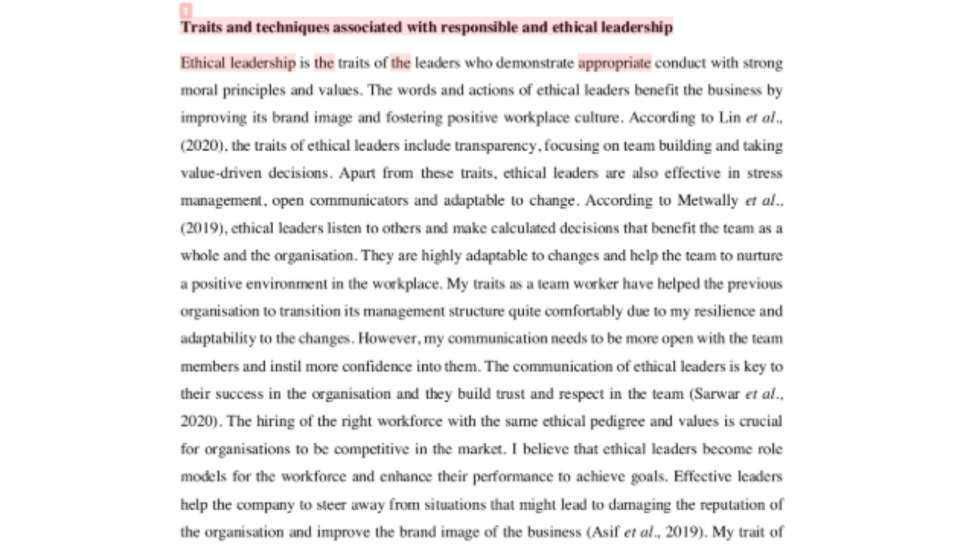 HRMM080 Traits and techniques associated with responsible and ethical leadership