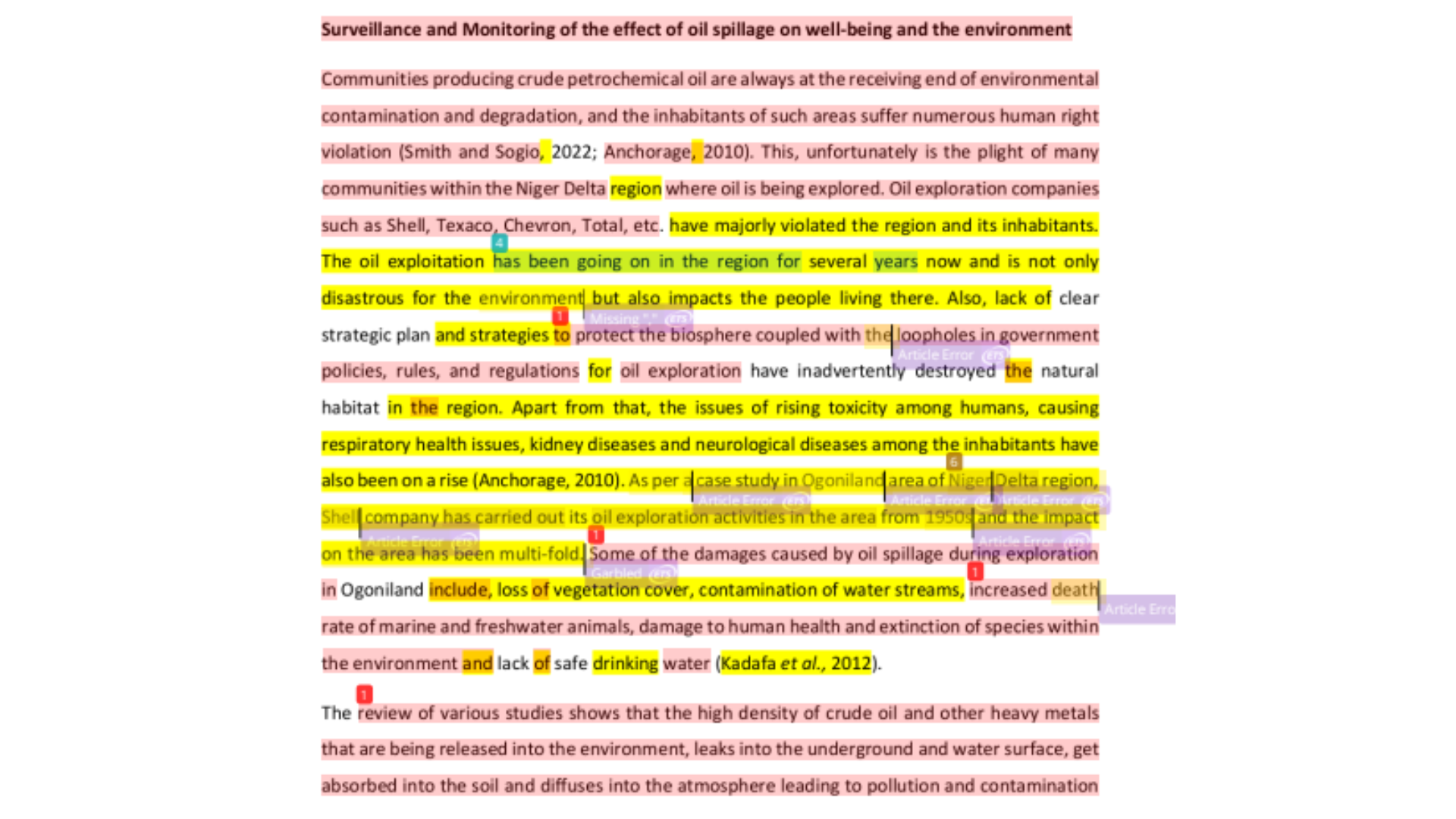 NURM112 Surveillance and Monitoring of effect of Oil Spillage on the environment