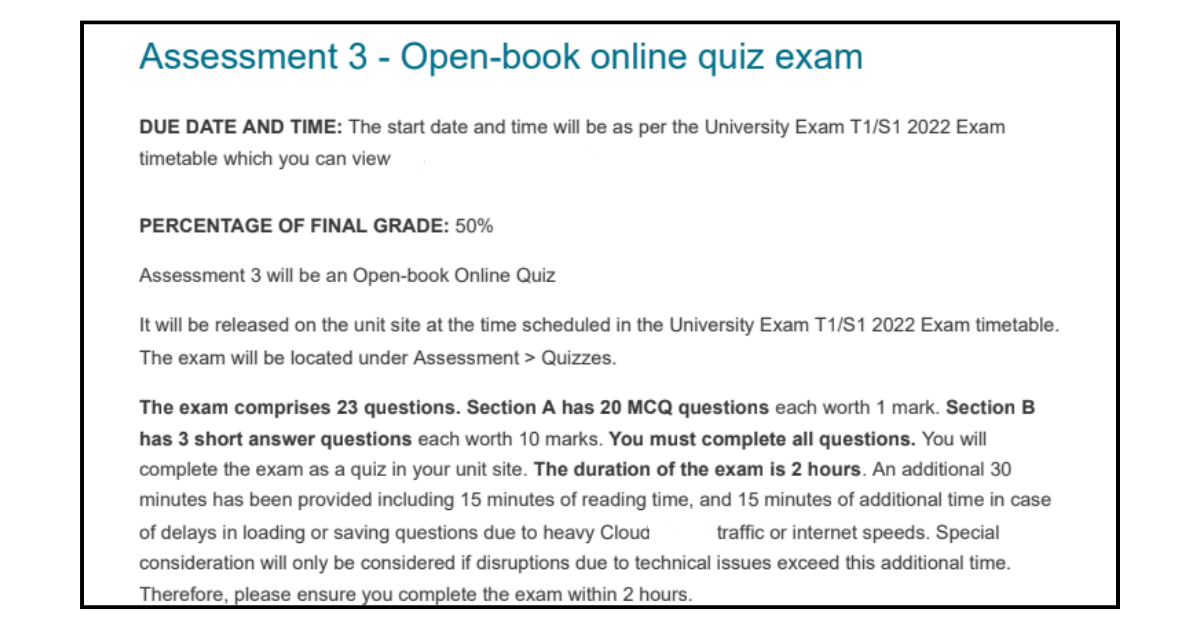 Open Book Quiz Assignment example