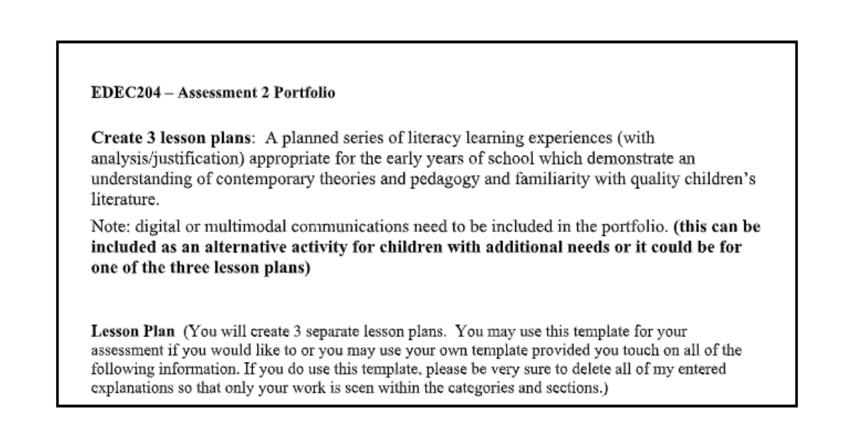 Assignment Criteria For Portfolio