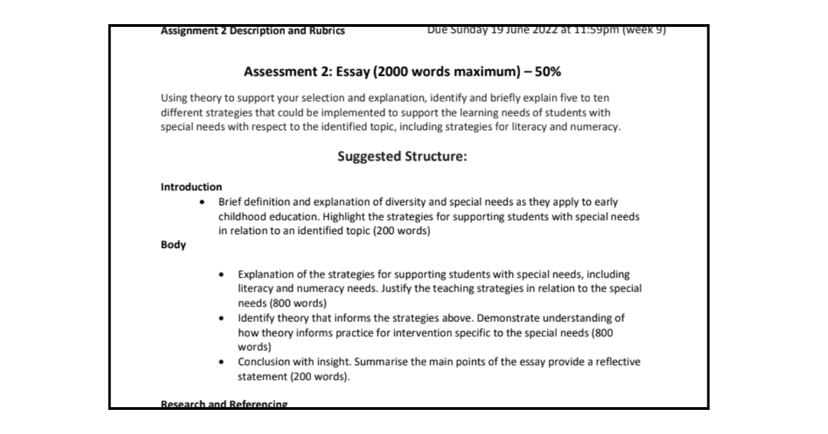 Assignment Criteria for Essays