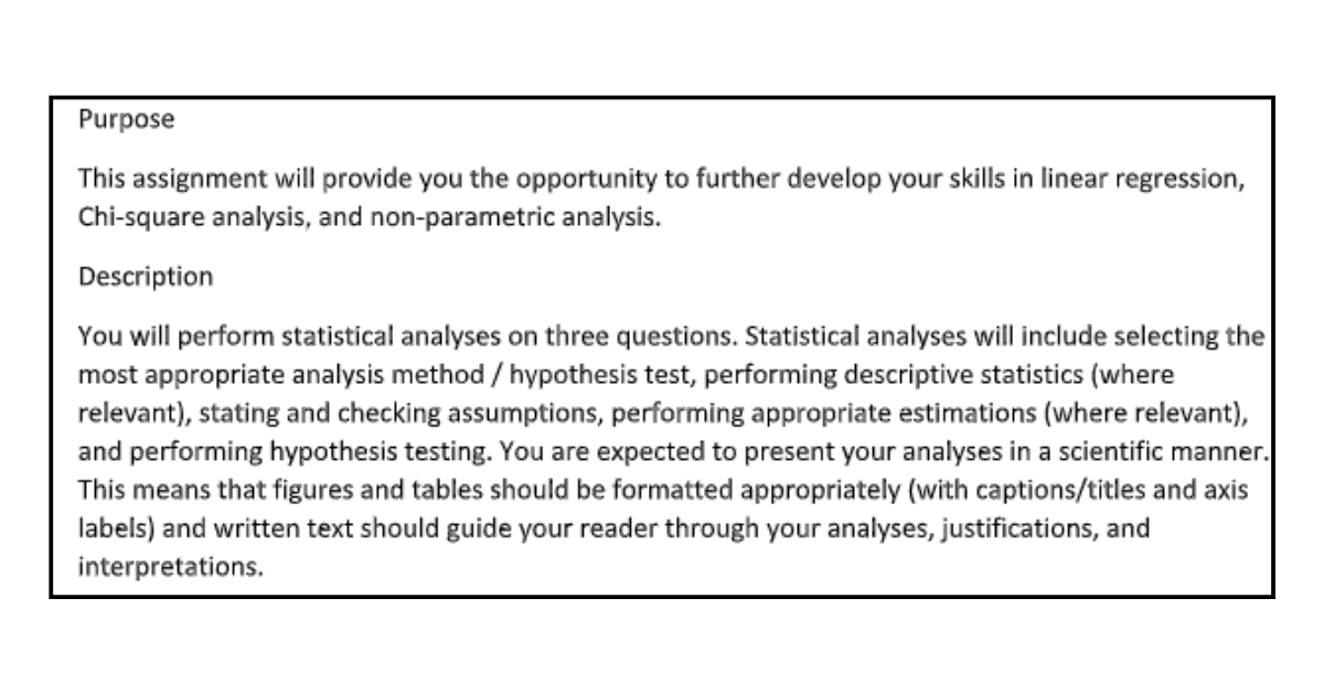 Statistical Analysis Assignment Example