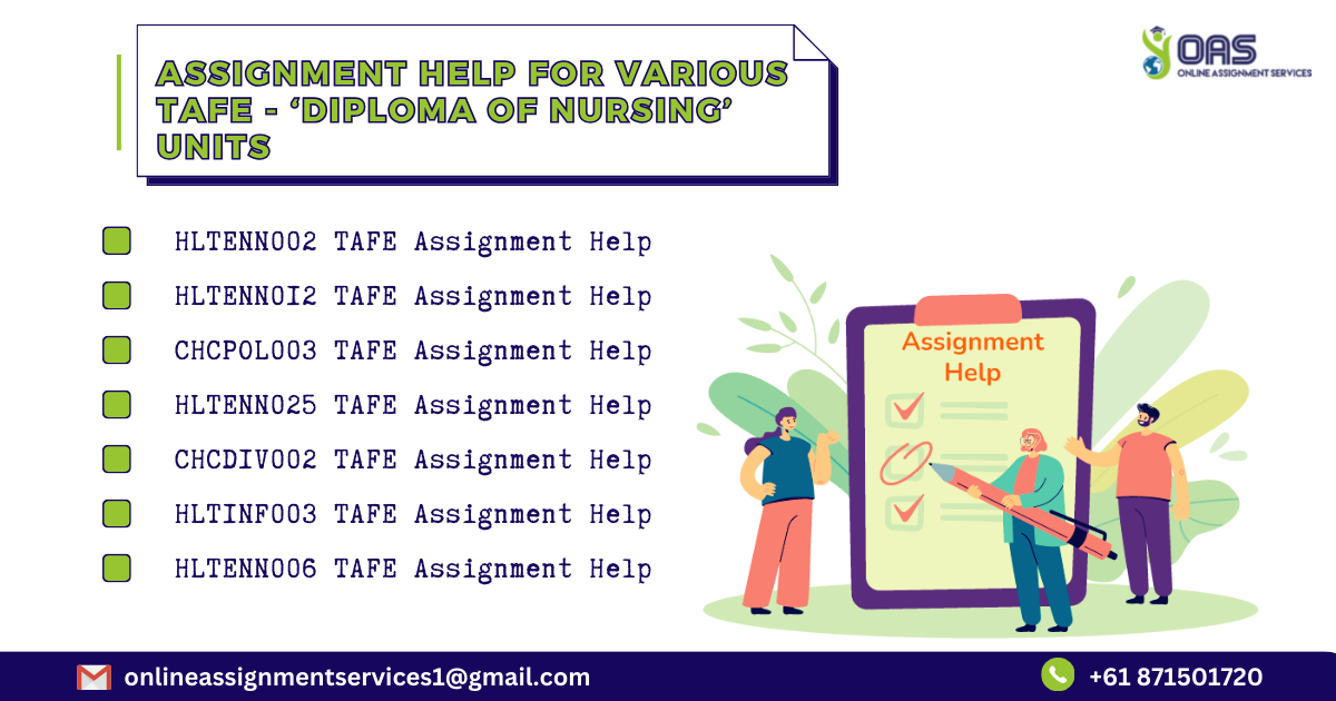 Assignment Help for Various TAFE - 'Diploma of Nursing' Units