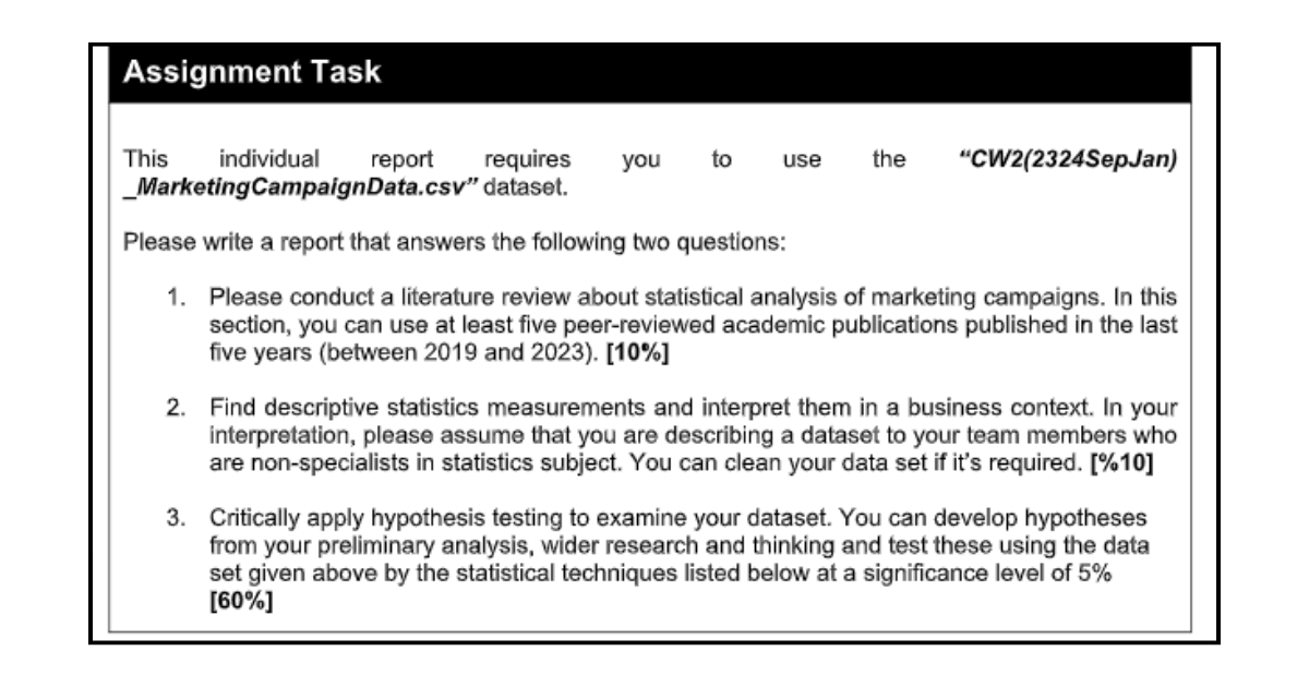 An Assignment Sample for Statistics