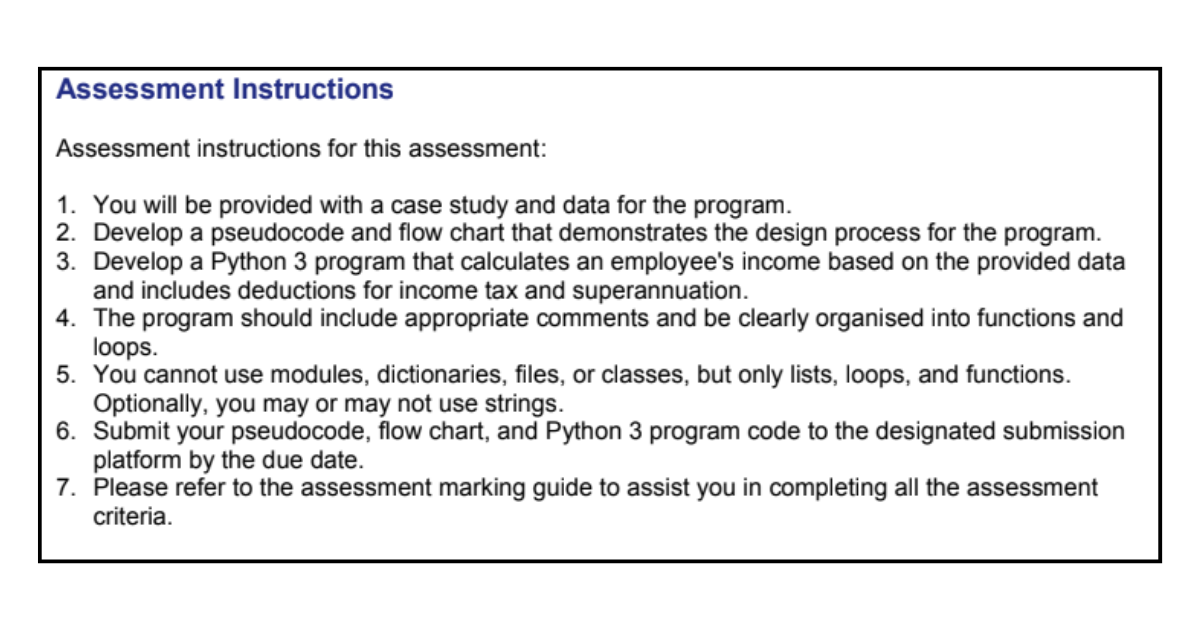 An Assignment Sample for the Python