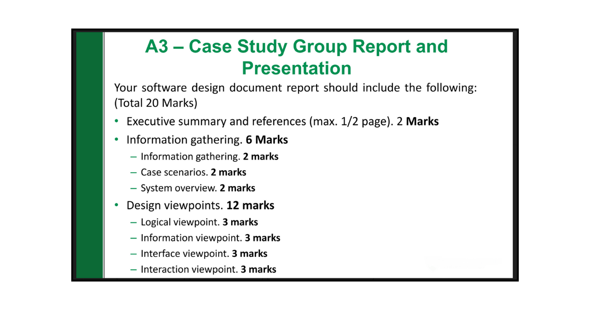 The Case Study Group Report and Presentation Assignment from Module MBIS4004