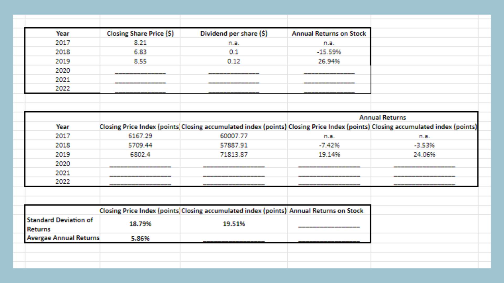 ACCT6004 Spreadsheet
