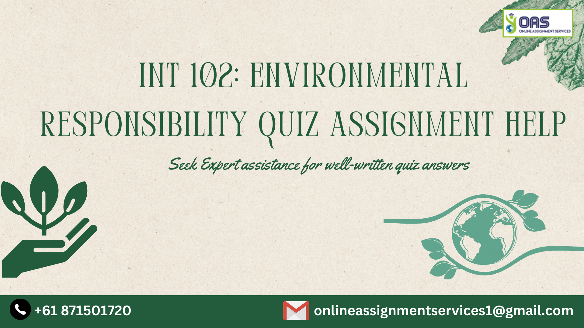 INT 102 Environmental Responsibility Quiz Assignment Help