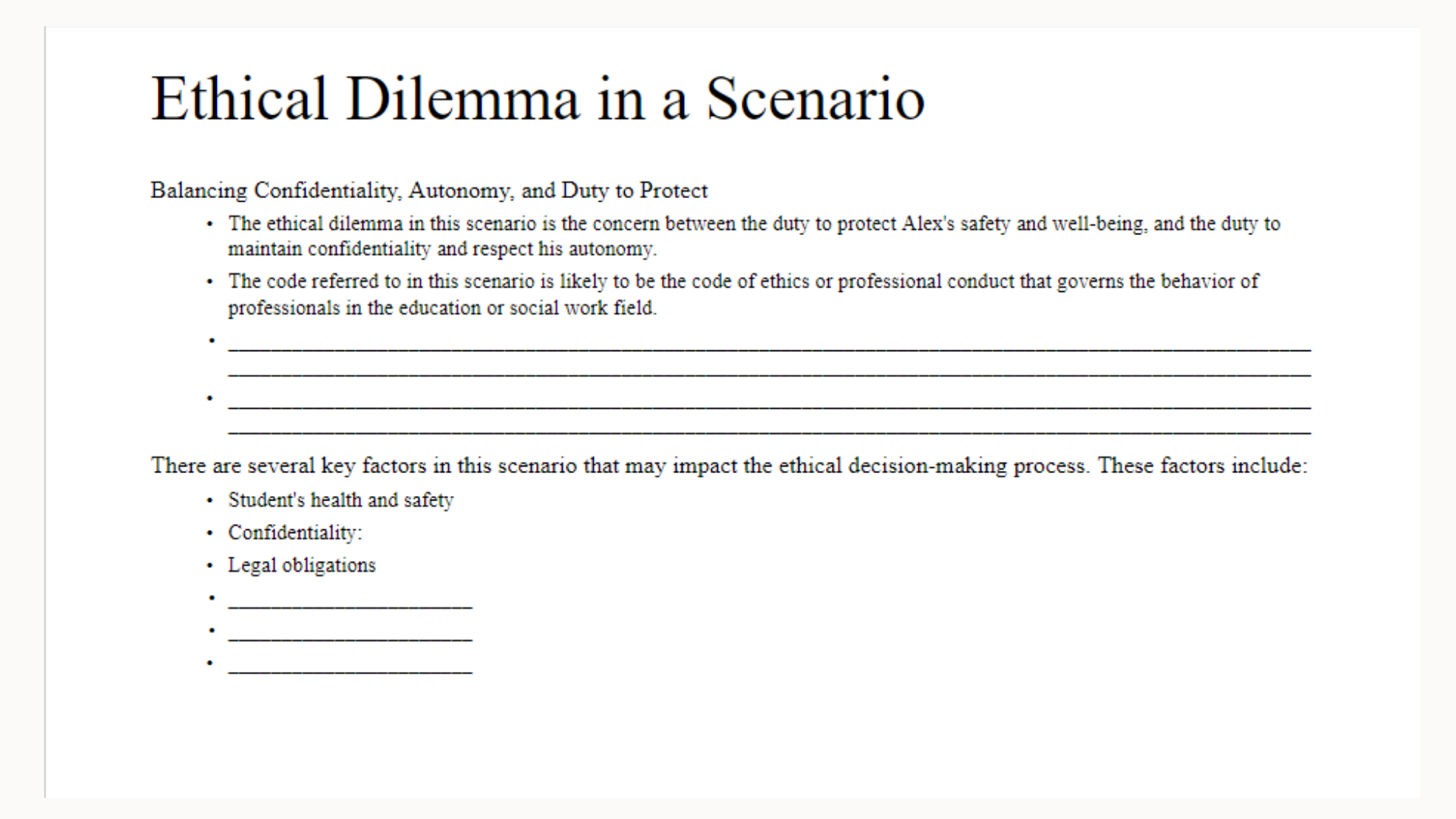 AEB2802 Ethical dilemma in a Scenario Slide