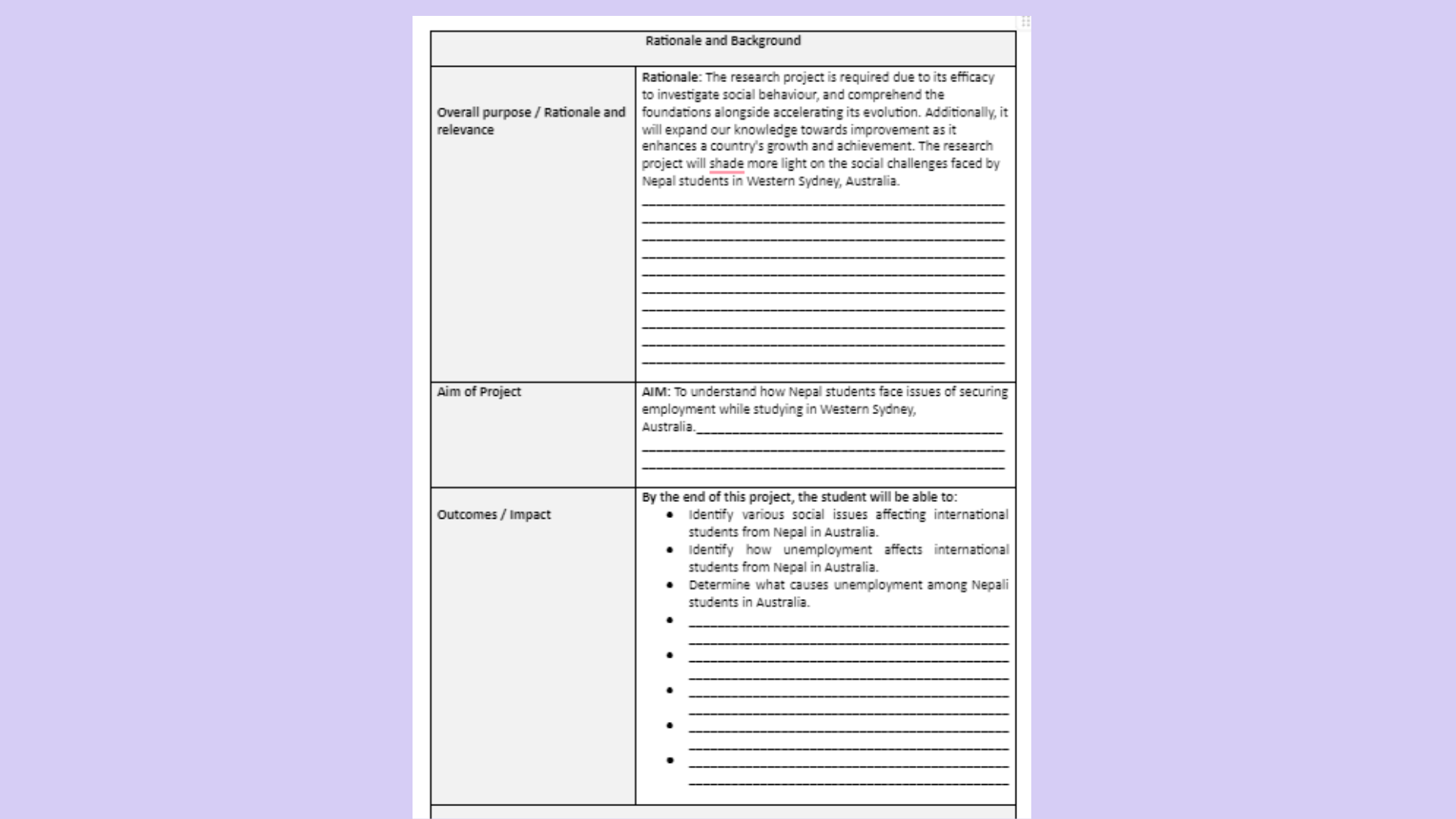 CAS101 Rational and Background