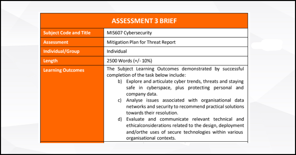 Assignment criteria 3