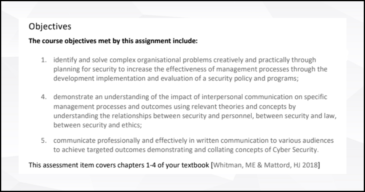 Assignment criteria 4