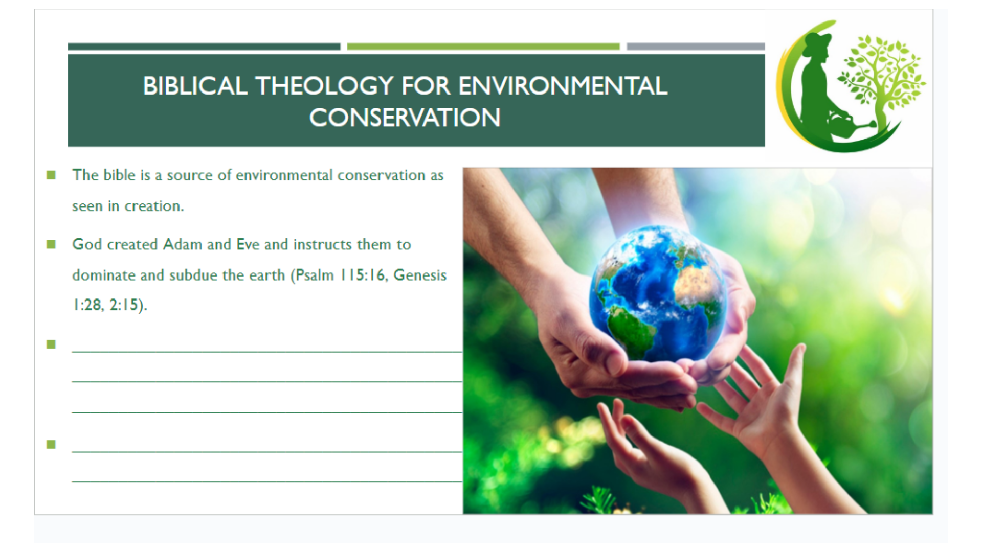 INT102 Slide 1 Biblical Theology for Environmental Conservation